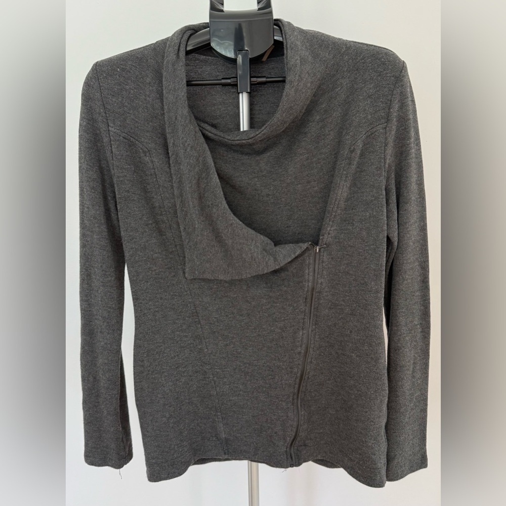 H by Bordeaux | Gray Cowl/Drape Sweatshirt with Zipper | Size Small